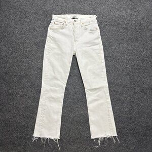 Citizens Of Humanity White Cropped Flare Jeans Raw Hem Premium Vintage Size 24